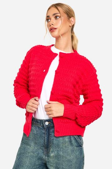 Red Chunky Knitted Cardigan