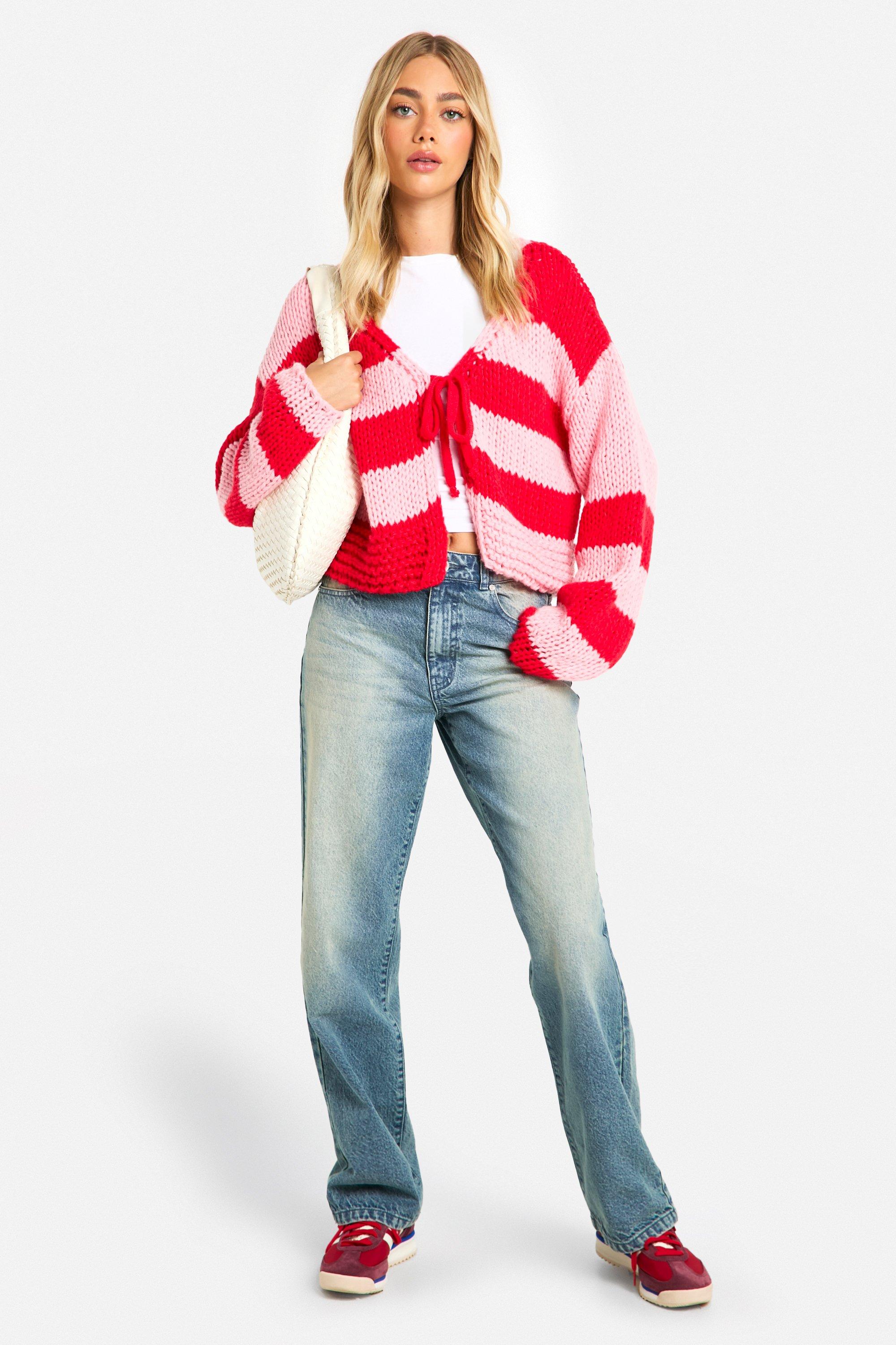 Red tie front cardigan hot sale