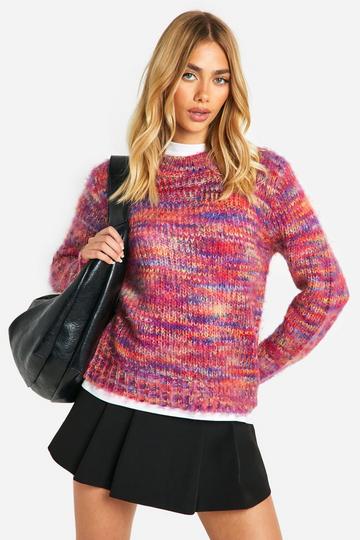 Marl Knitted Chunky Sweater red