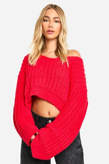 Oversized Dikke Gebreide Premium Trui red