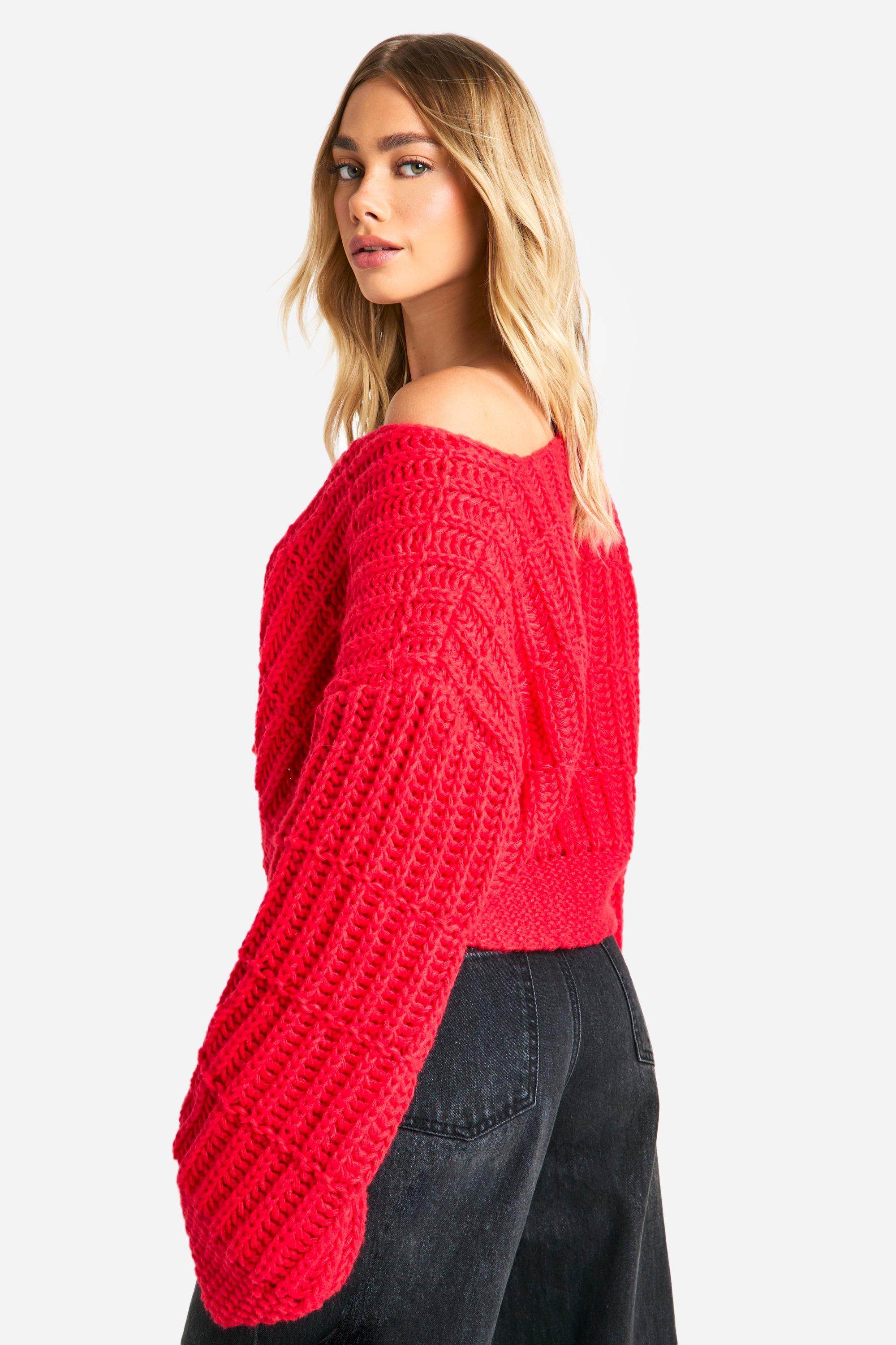 Long chunky knit jumper sale