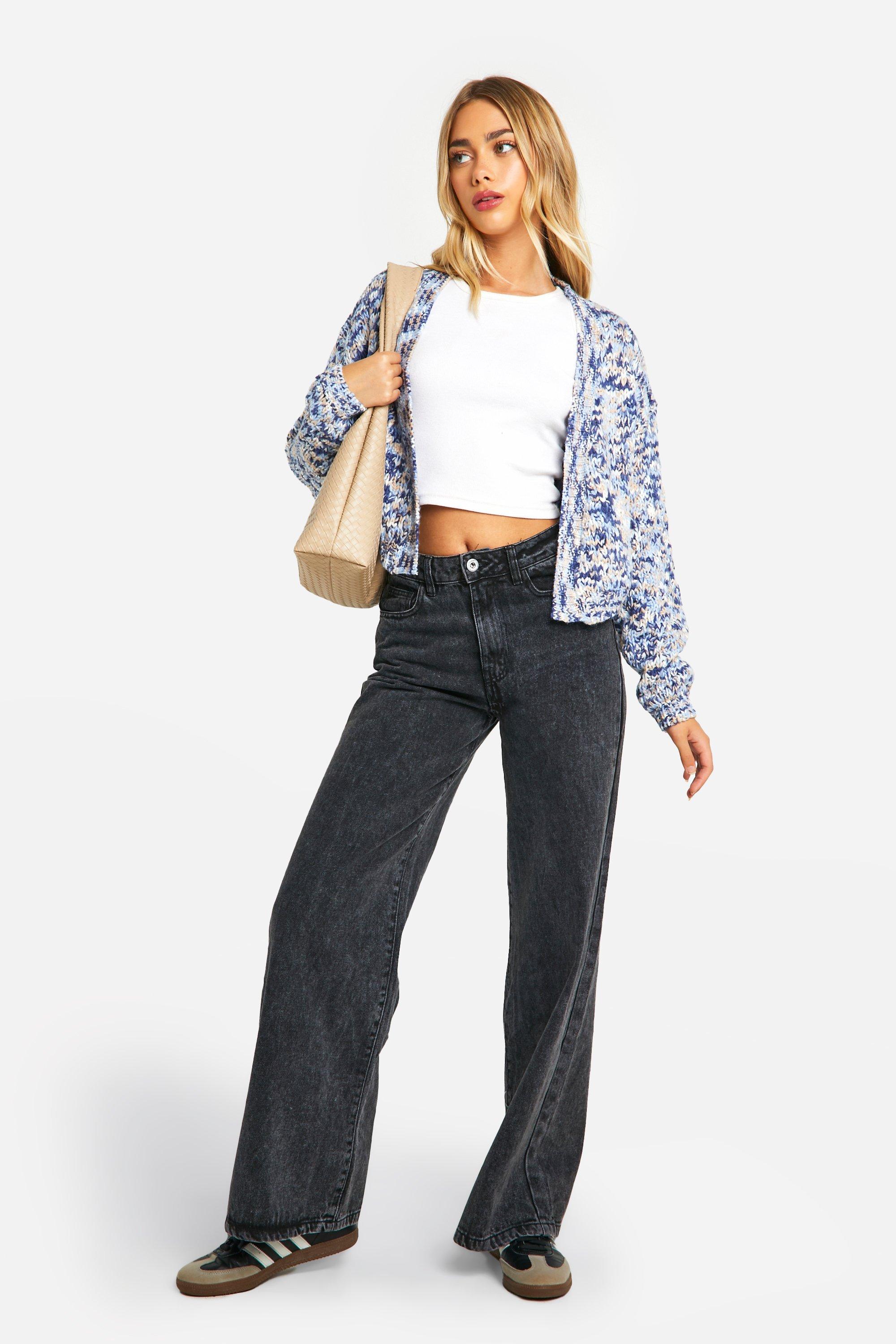 Blue cropped cardigan shop