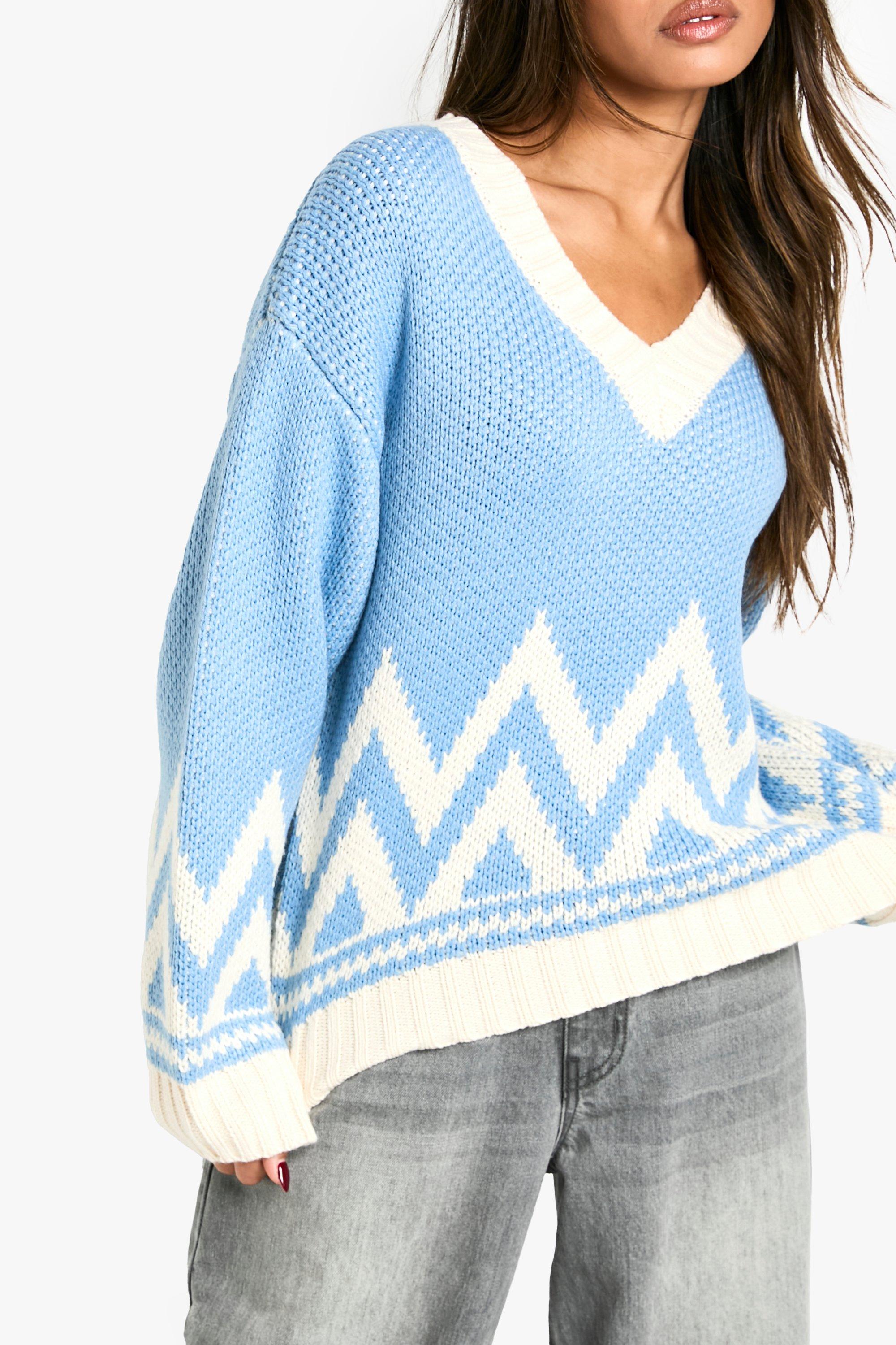 Knitted V Neck Christmas Fairsile Jumper