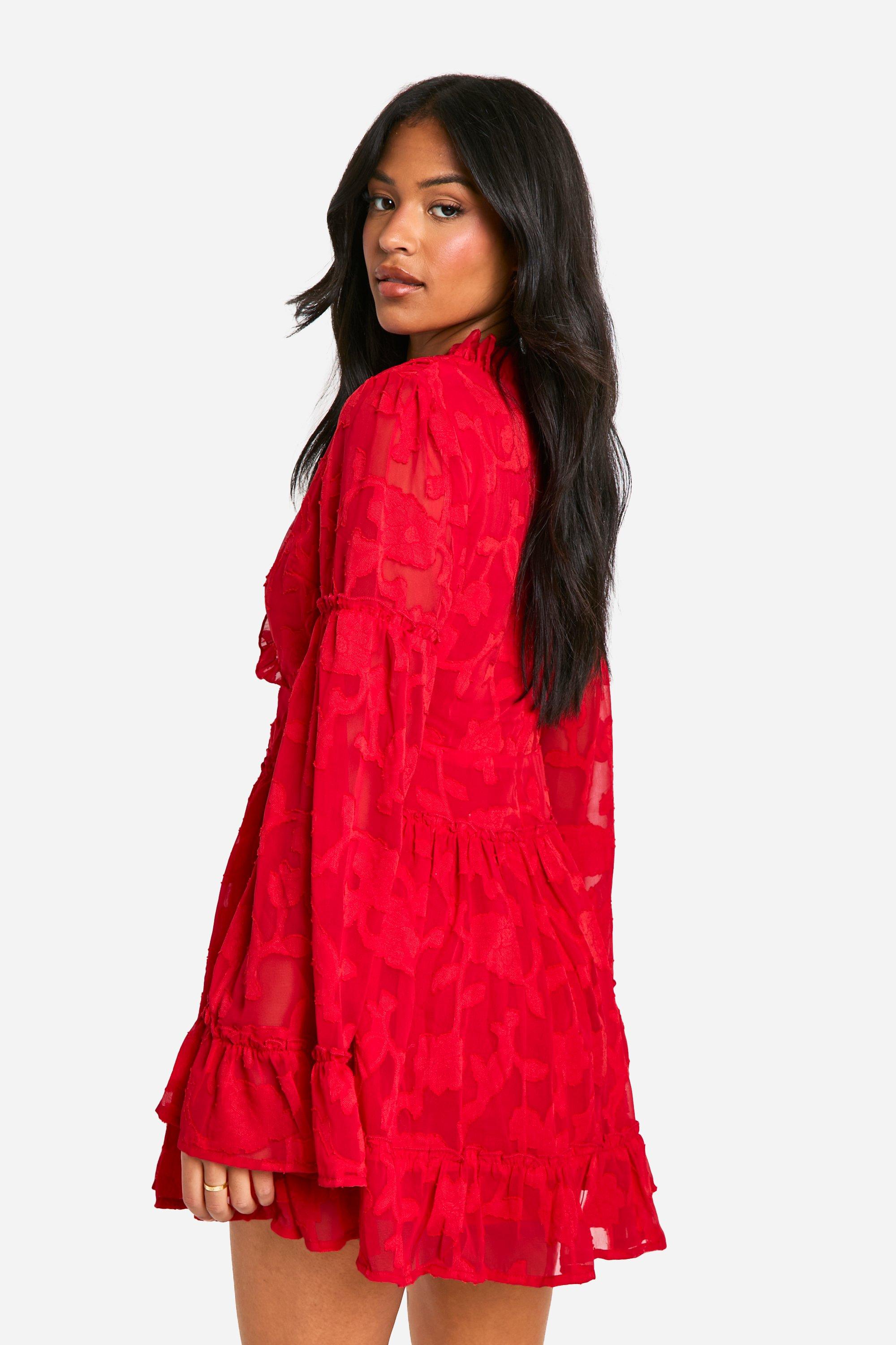 Boohoo red skater dress sale