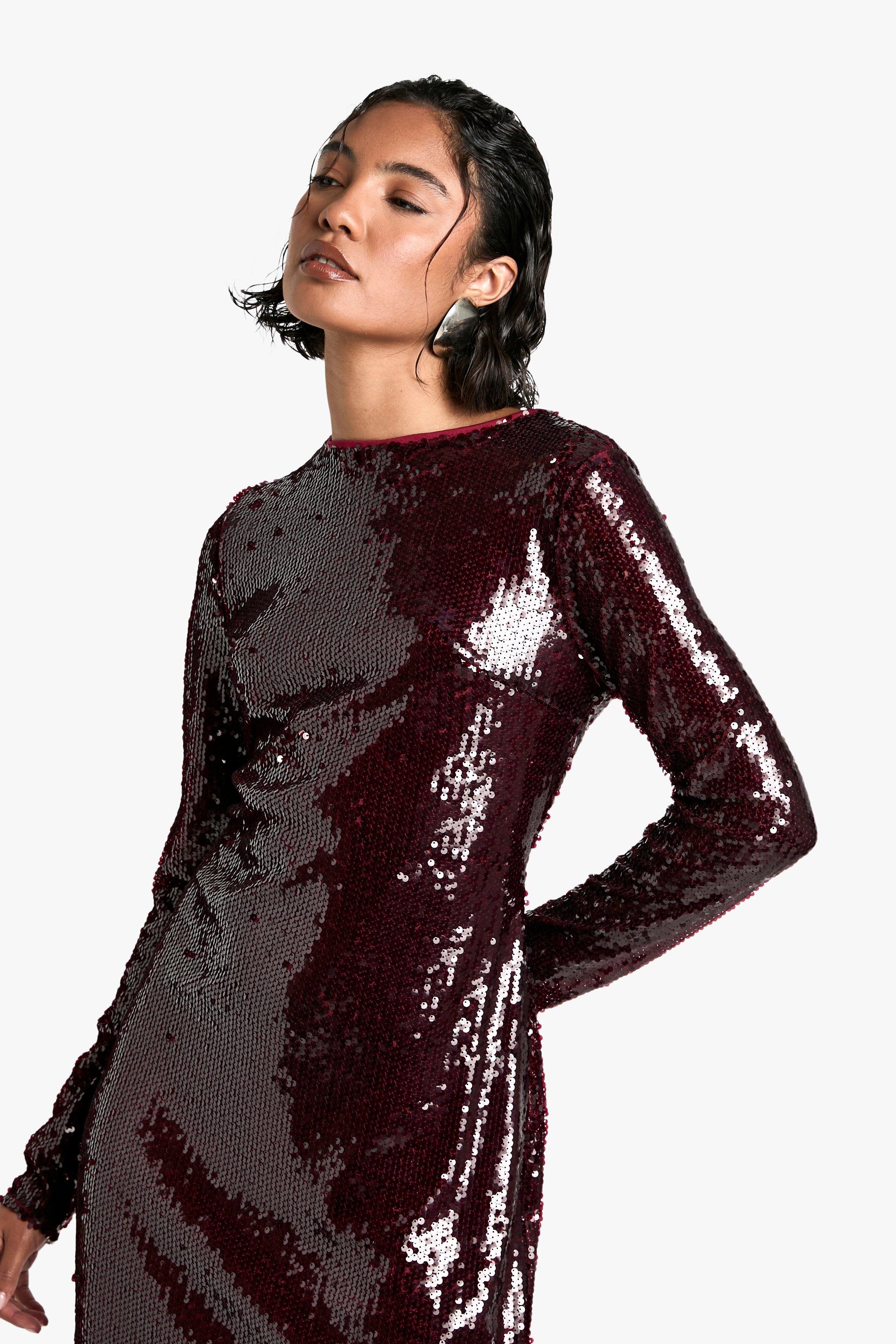 Plum sequin dress best sale