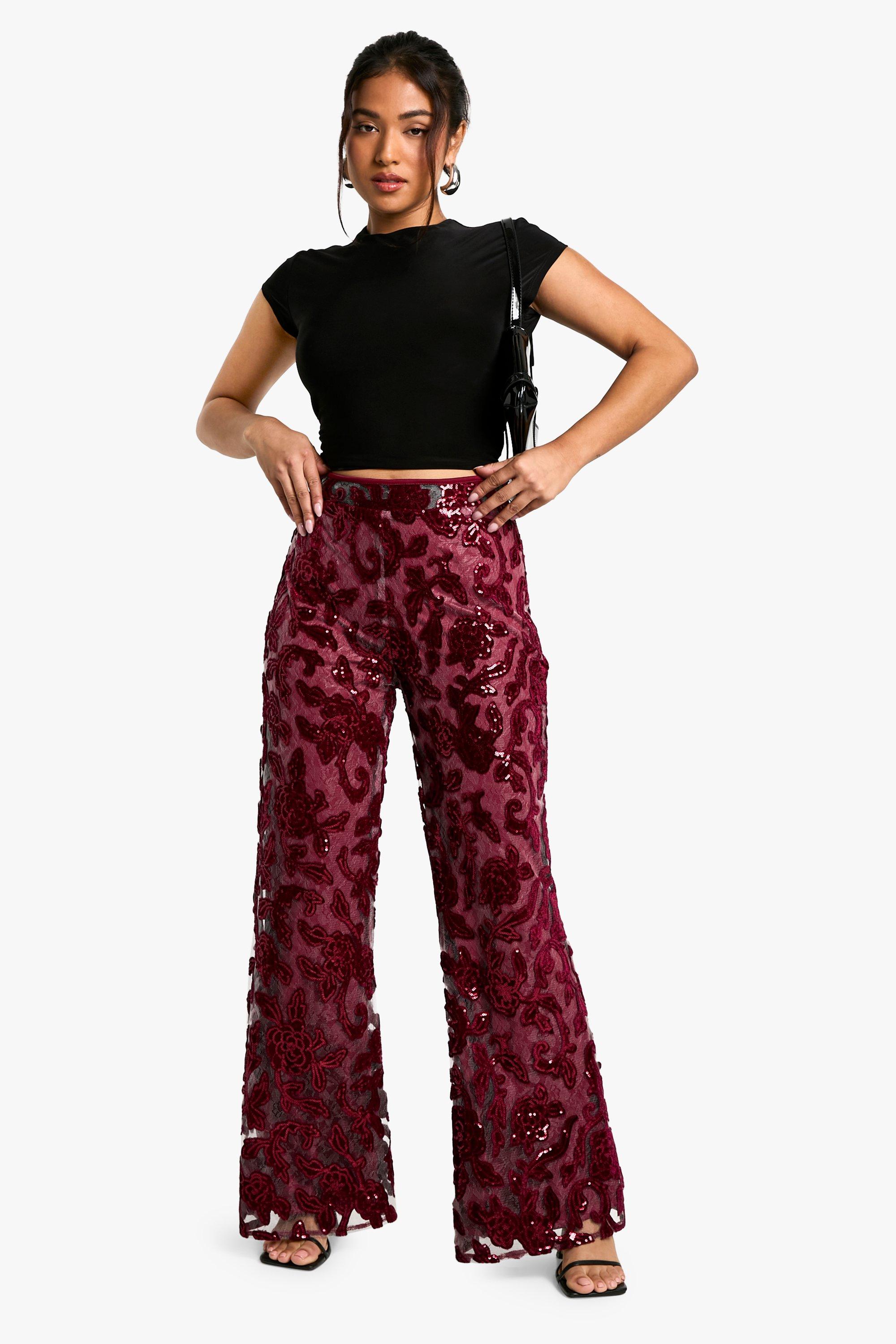 Pantaloni a zampa Petite damascati