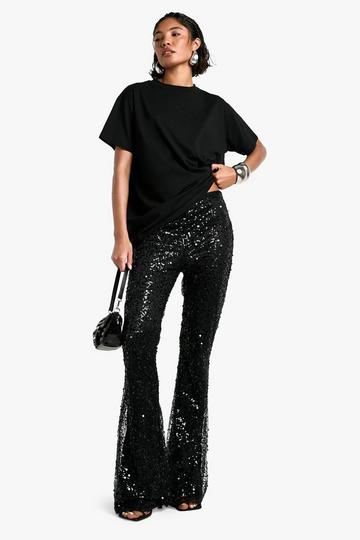 Tall Sequin Beaded Flare black