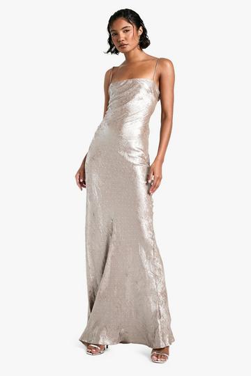 Tall Diamante Satin Maxi Slip Dress silver