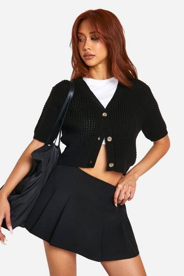 Lightweight Knit Short Sleeve Cardigan black