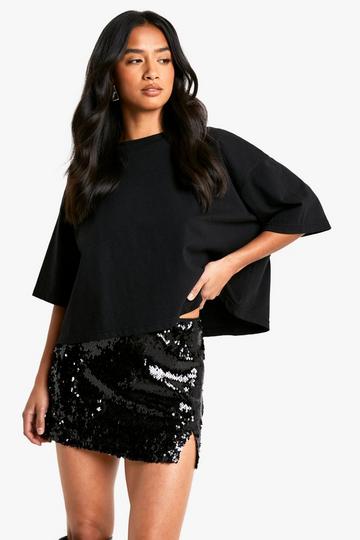 Petite Sequin Micro Mini Skirt black