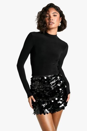 Tall Disc Sequin Mini Skirt black