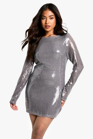 Petite Sequin Open Back Mini Dress mauve