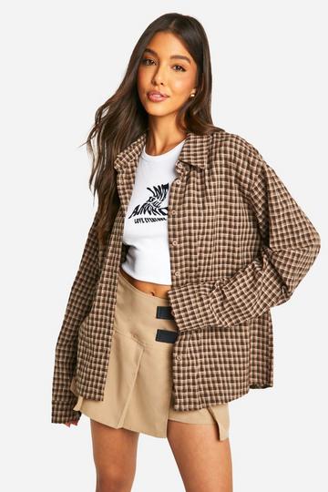 Oversized Geruite Blouse brown