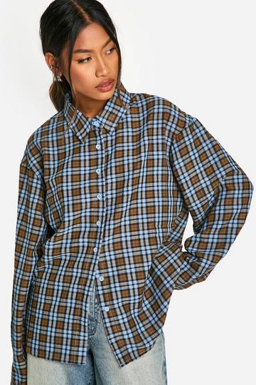 Oversized Checked Shirt blue