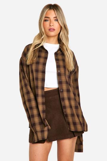 Oversized Geruite Blouse chocolate