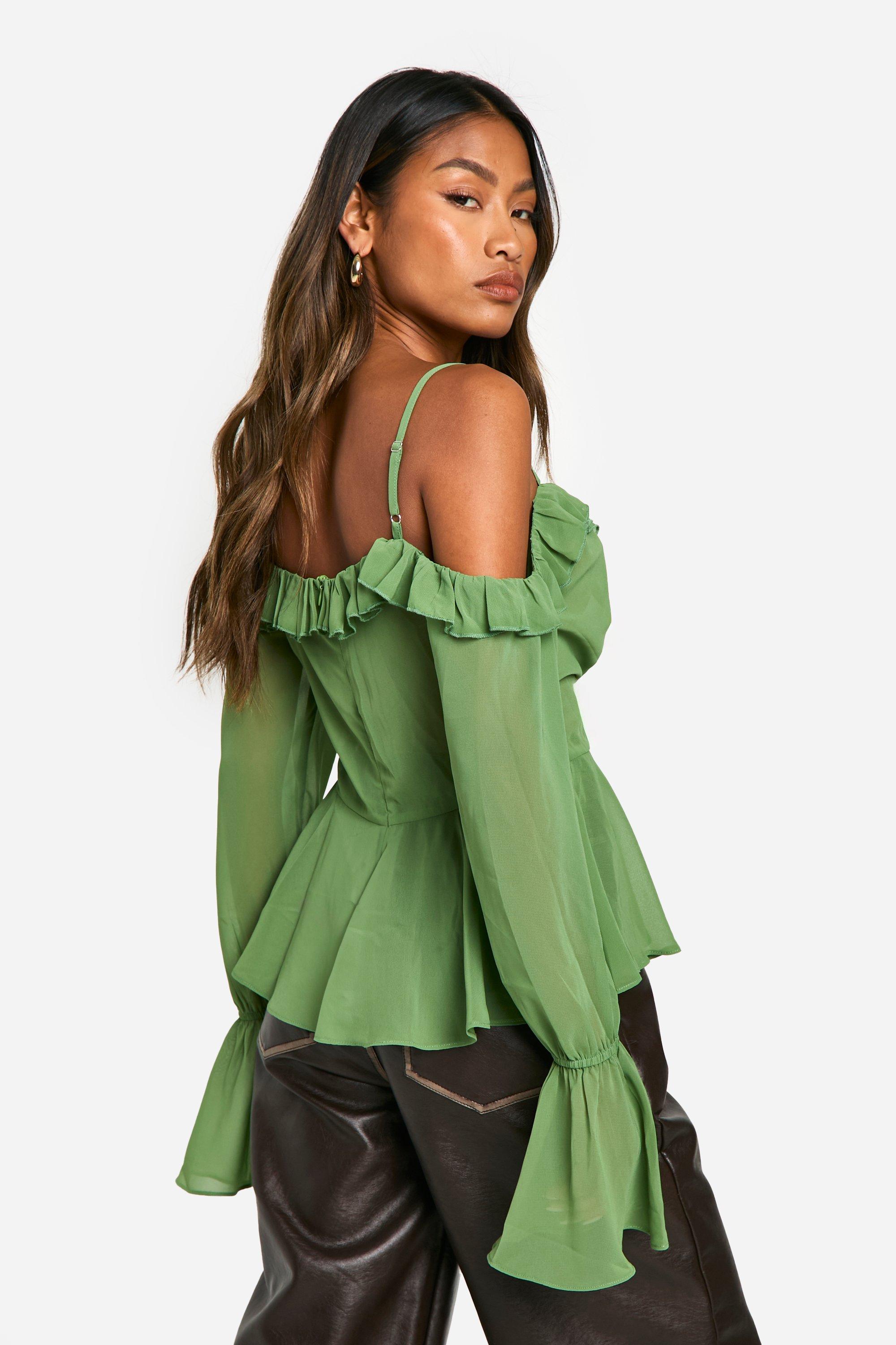 Cold shoulder ruffle blouse on sale