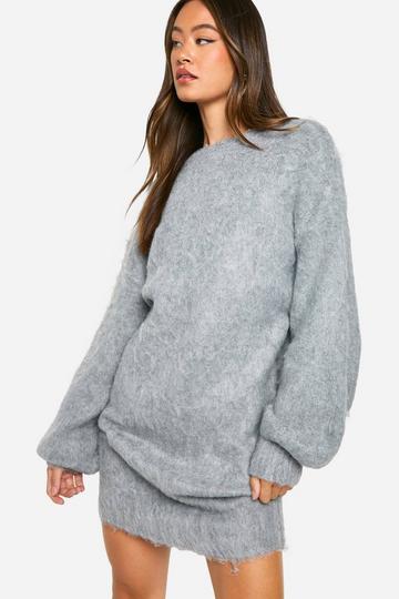 Tall Brushed Low Back Oversized Jumper Dress grey