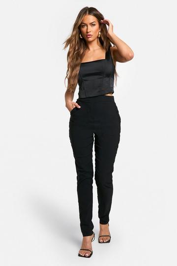 Black Super Stretch Tapered Dress Pants - 32 Inch Inside Leg