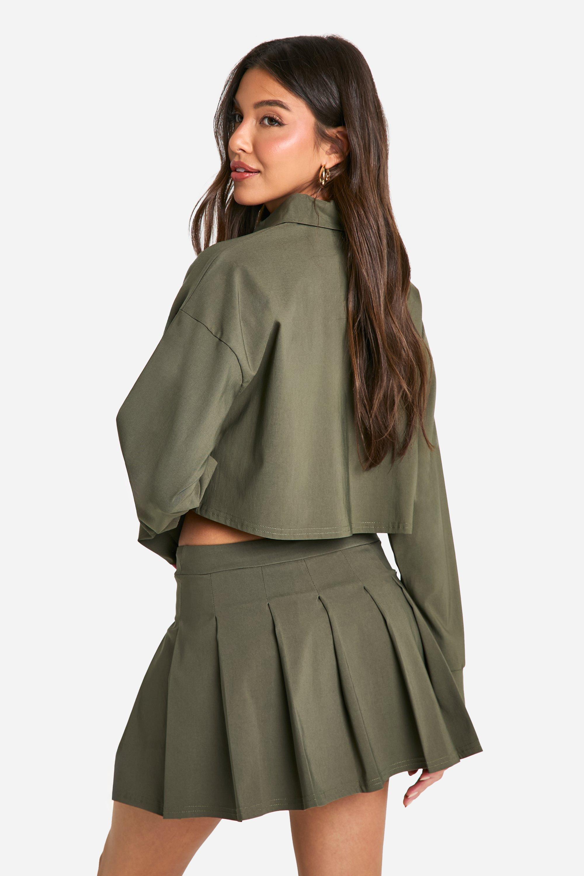 Boohoo gold pleated skirt best sale