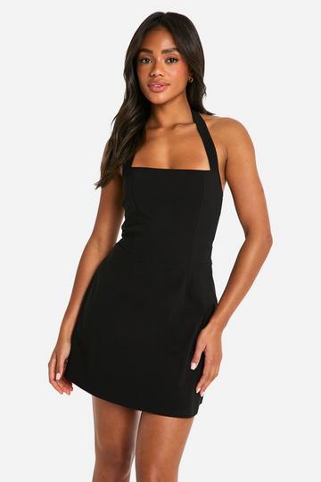 Bengaline Square Neck Skater Dress black