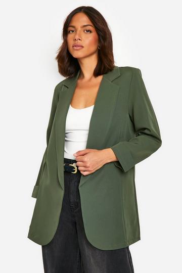 Khaki Basic Woven Turn Cuff Relaxed Fit Blazer