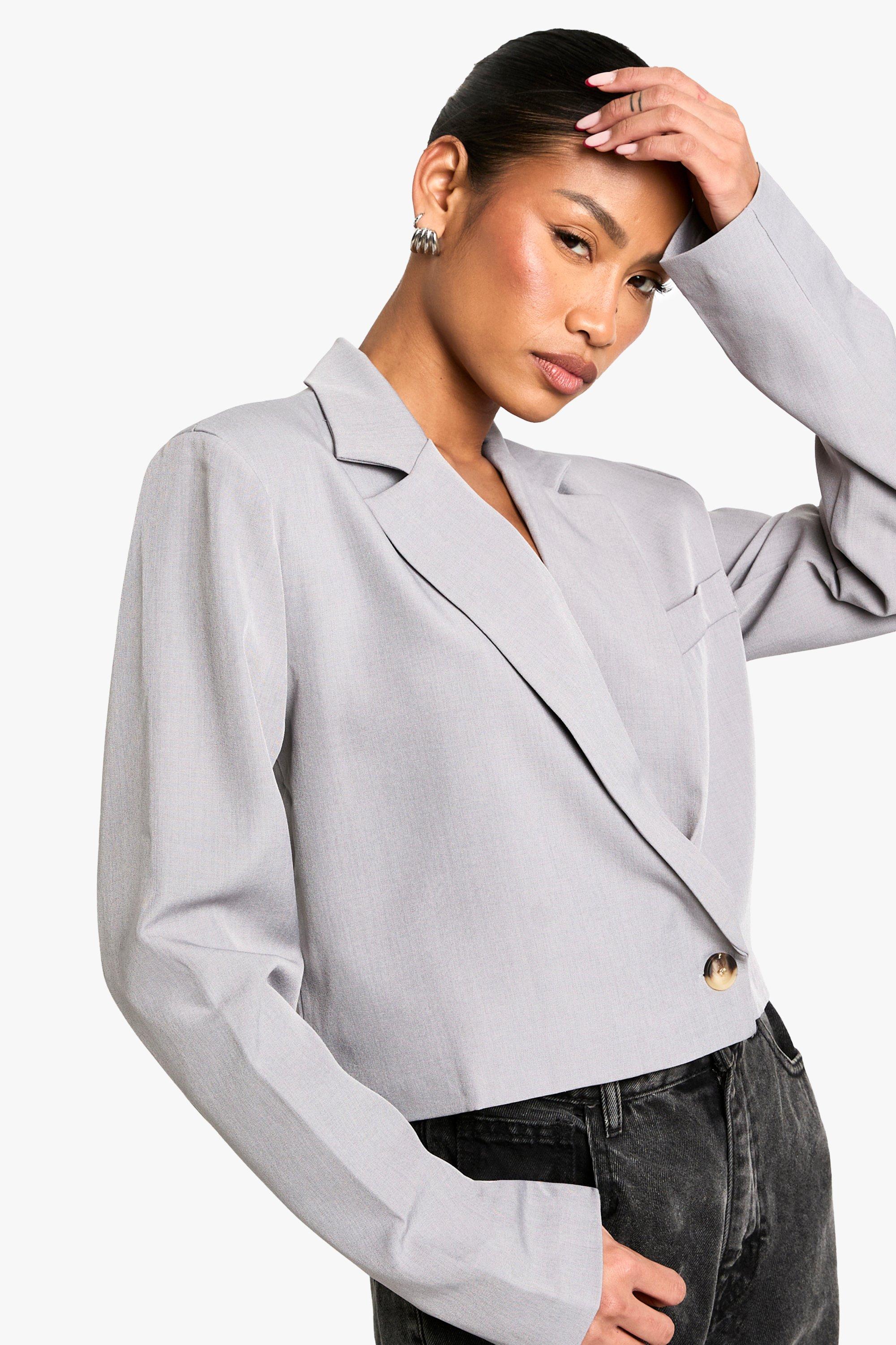 Grey marl Marl Boxy Crop Blazer