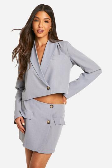 Marl Boxy Crop Blazer grey marl