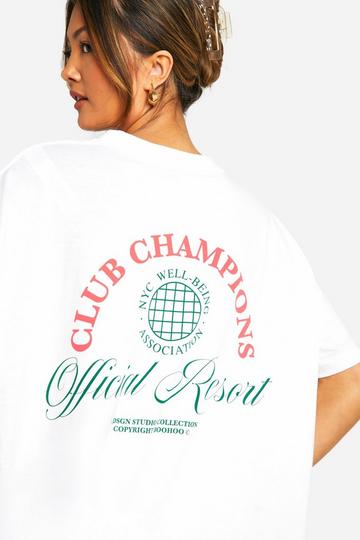 White Club Champions Printed Oversized T-shirt