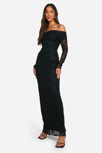 Black Off The Shoulder Lace Maxi Dress