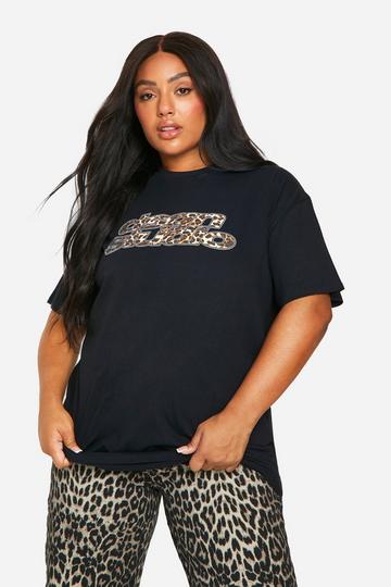 Plus Oversized Luipaardprint Dsgn Studio T-Shirt black