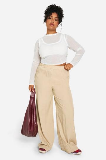 Plus Nylon Wide Leg Trouser stone