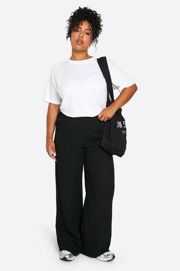 Plus Nylon Wide Leg Trouser black