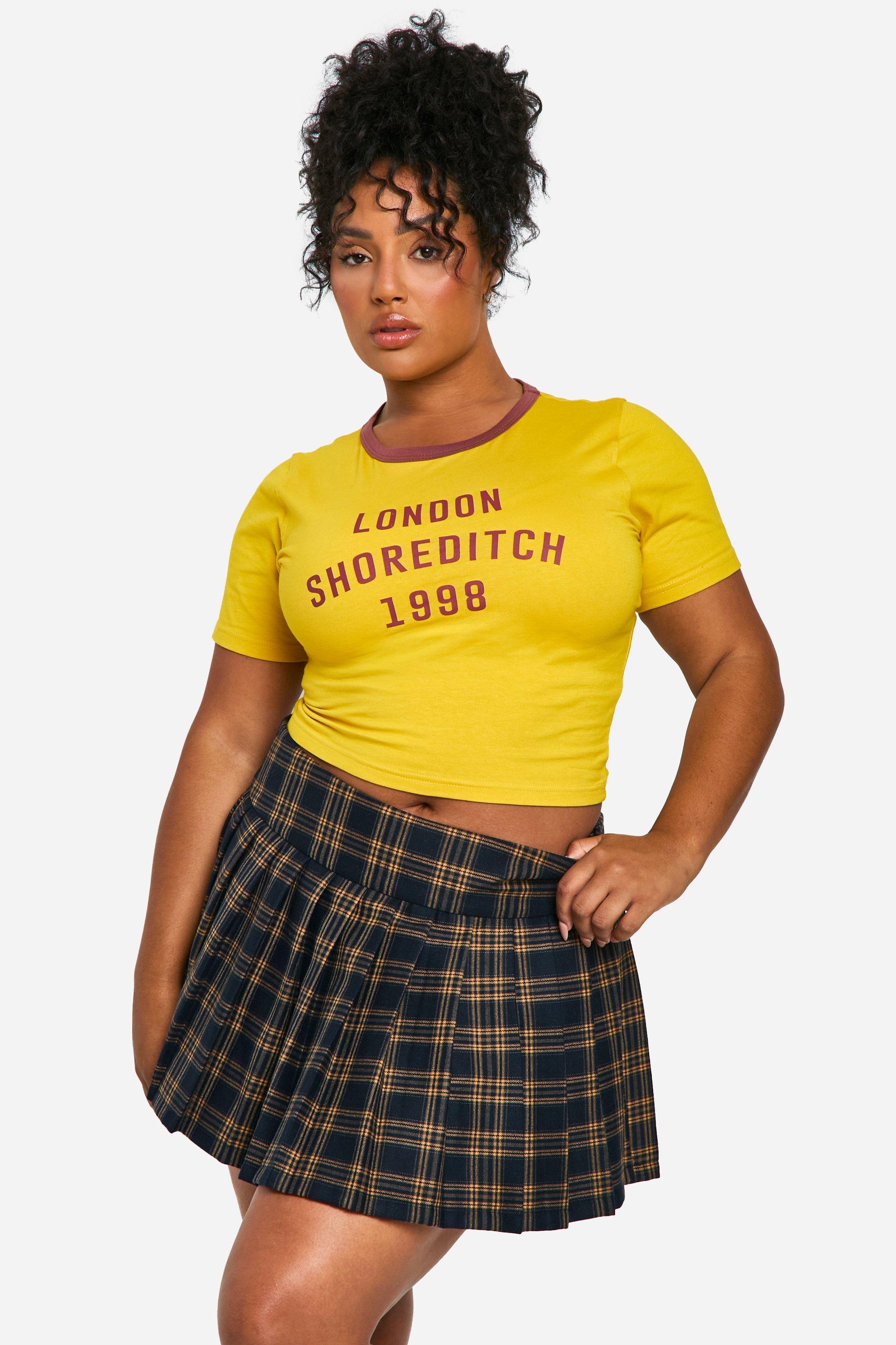 Boohoo pleated mini skirt in yellow check best sale