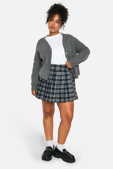 Plus Check Pleat Mini Skirt black