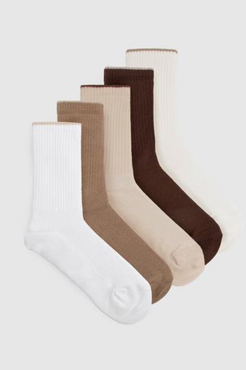 Neutral Thick Ribbed Sock 5 Pack neutral