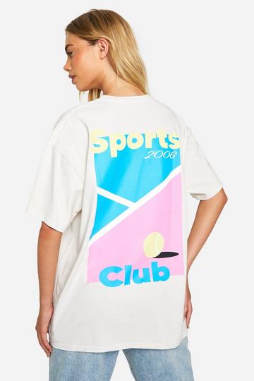 Padel Club Sports Slogan Printed Oversized T-shirt stone