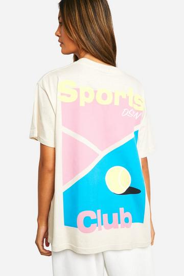 Padel Club Printed Slogan Oversized T-shirt stone