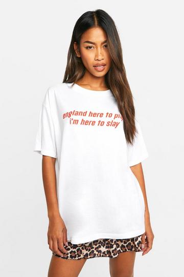 England Here To Slay Slogan Printed Oversized Football T-shirt white