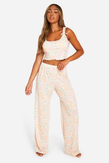 Orange Fruit Print Tank Top Pj Pants Set