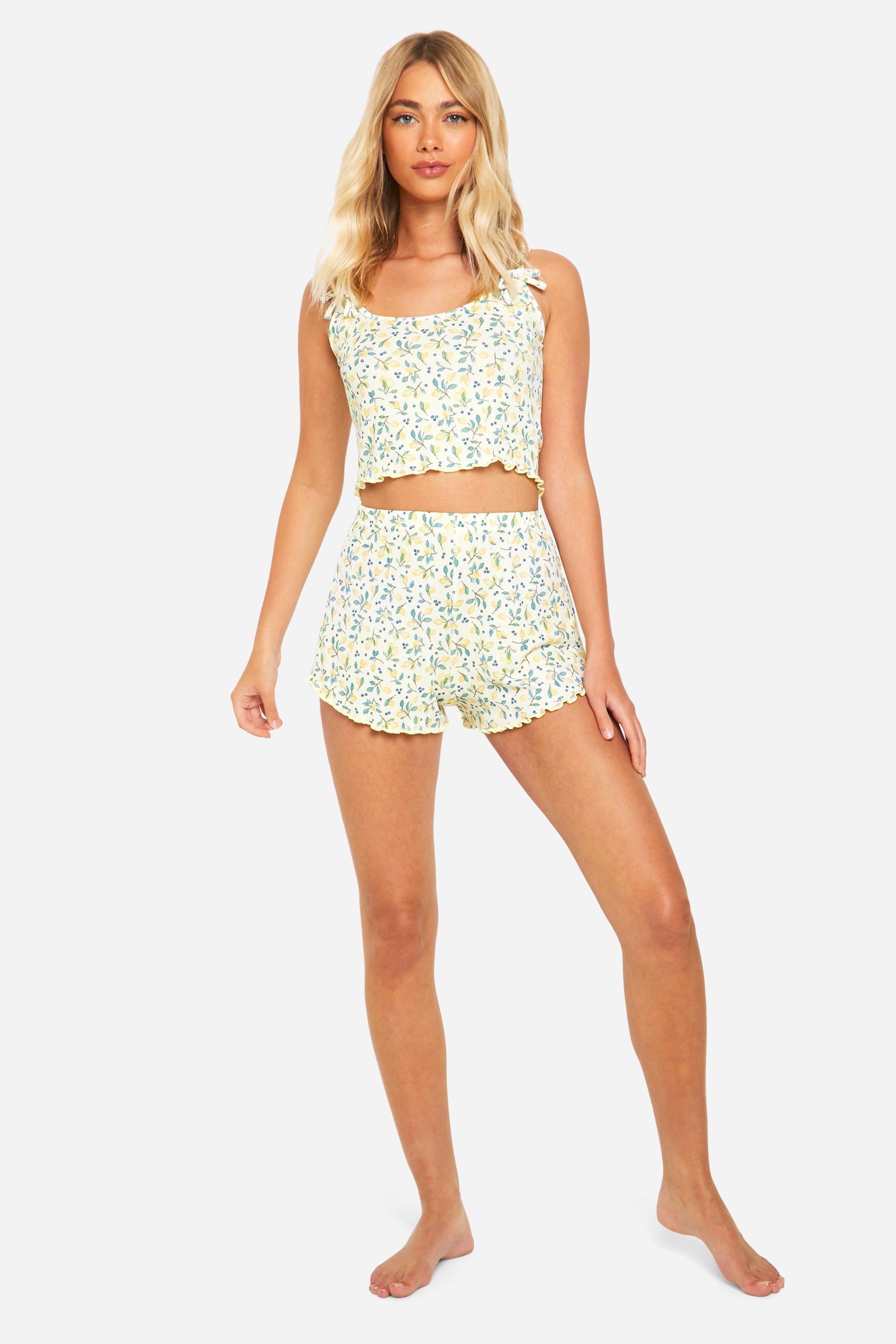 Ditsy Lemon Tank Top And Short Pj Set | boohoo USA