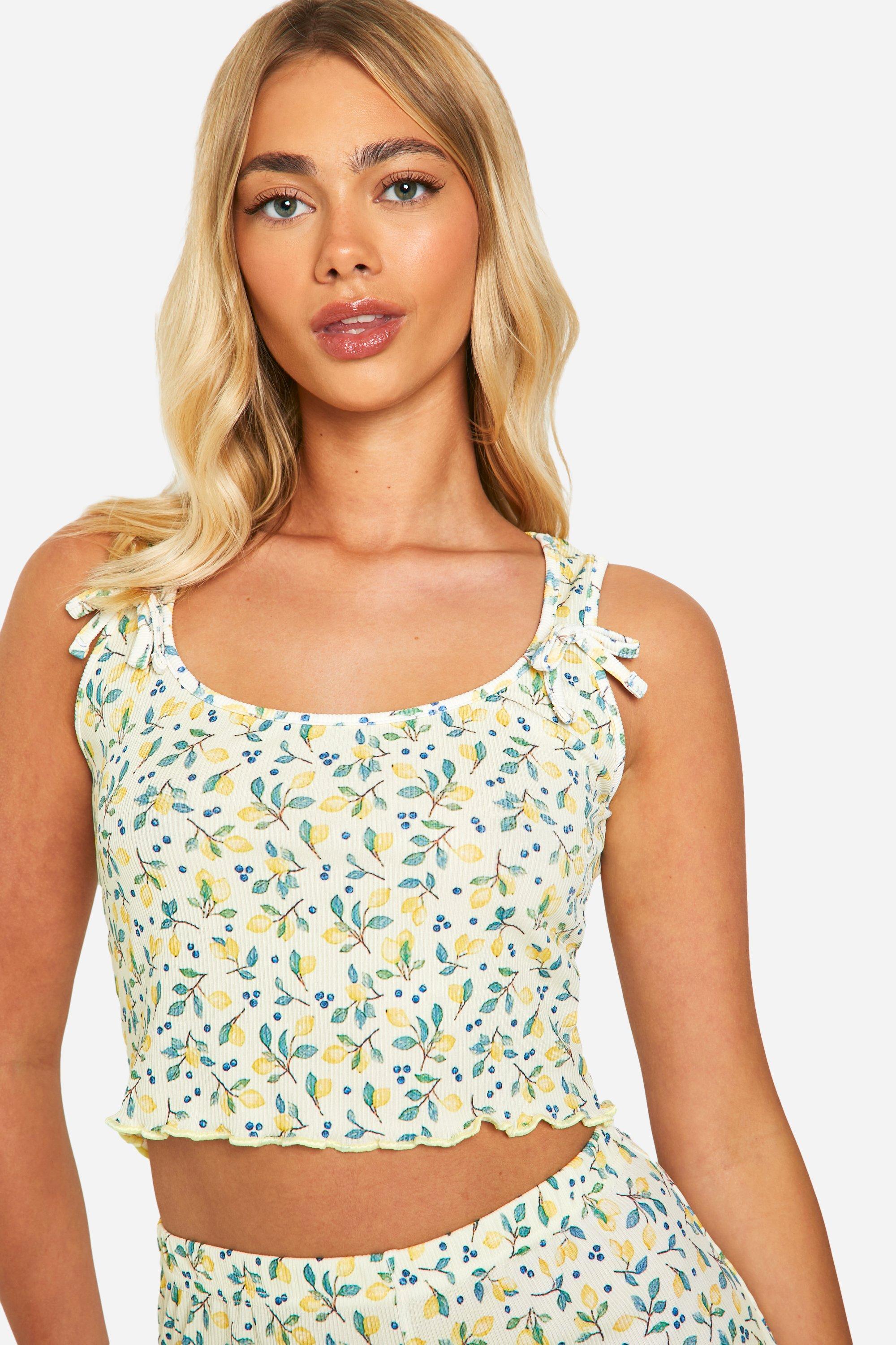 Ditsy Lemon Tank Top And Short Pj Set | boohoo USA