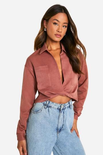 Tall Relaxed Fit Twist Front Shirt rust