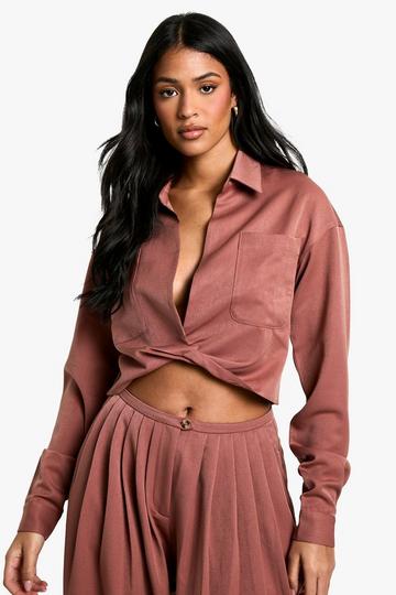 Tall Relaxed Fit Twist Front Shirt rust