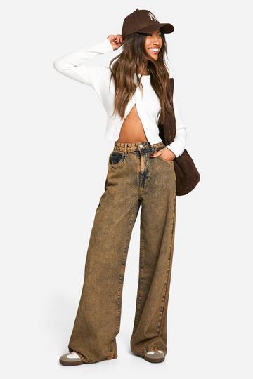 Dark Sandwash Jeans Met Rechte Pijpen dark sand