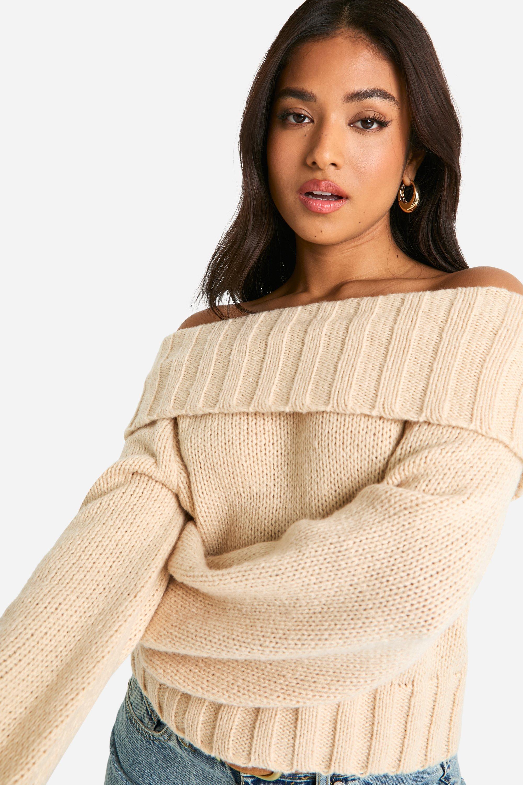 Ribbed balloon sleeve sweater hot sale