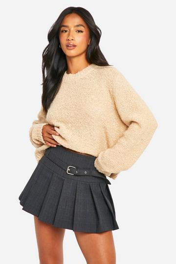 Petite Boucle Knitted Sweater stone