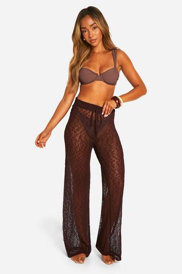 Popcorn Crochet Beach Pants chocolate