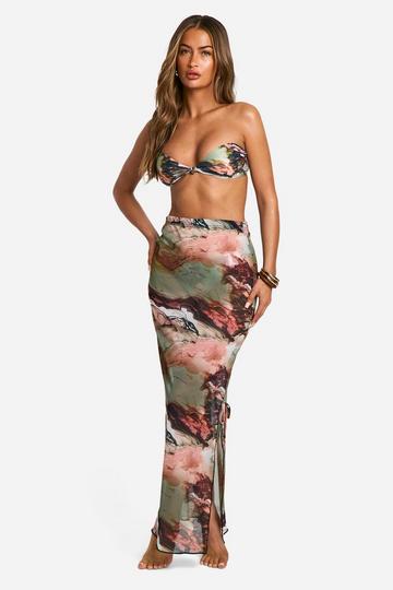 Marble Print Maxi Beach Skirt multi