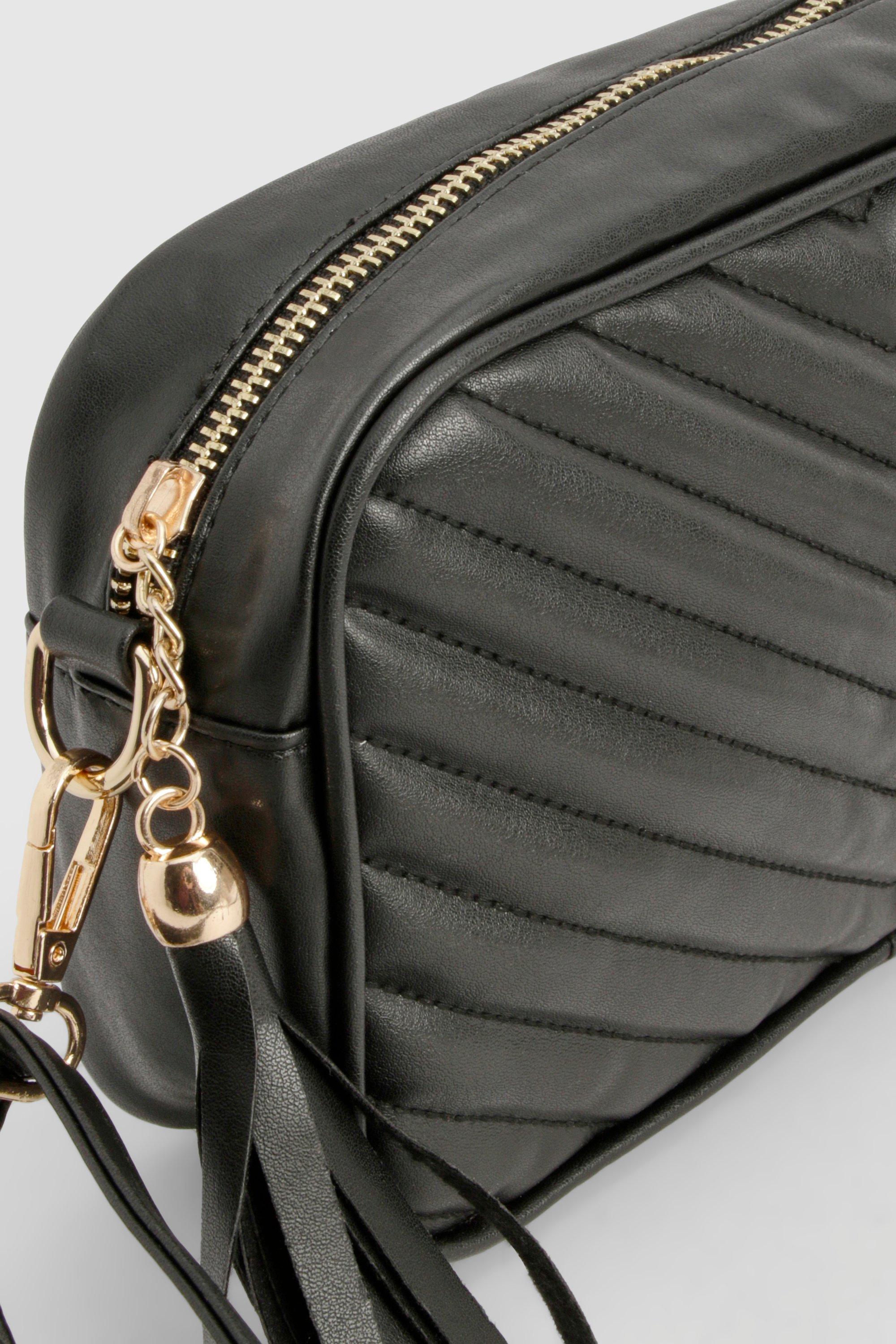 Quilted Faux Leather Tassel Cross Body Bag boohoo USA