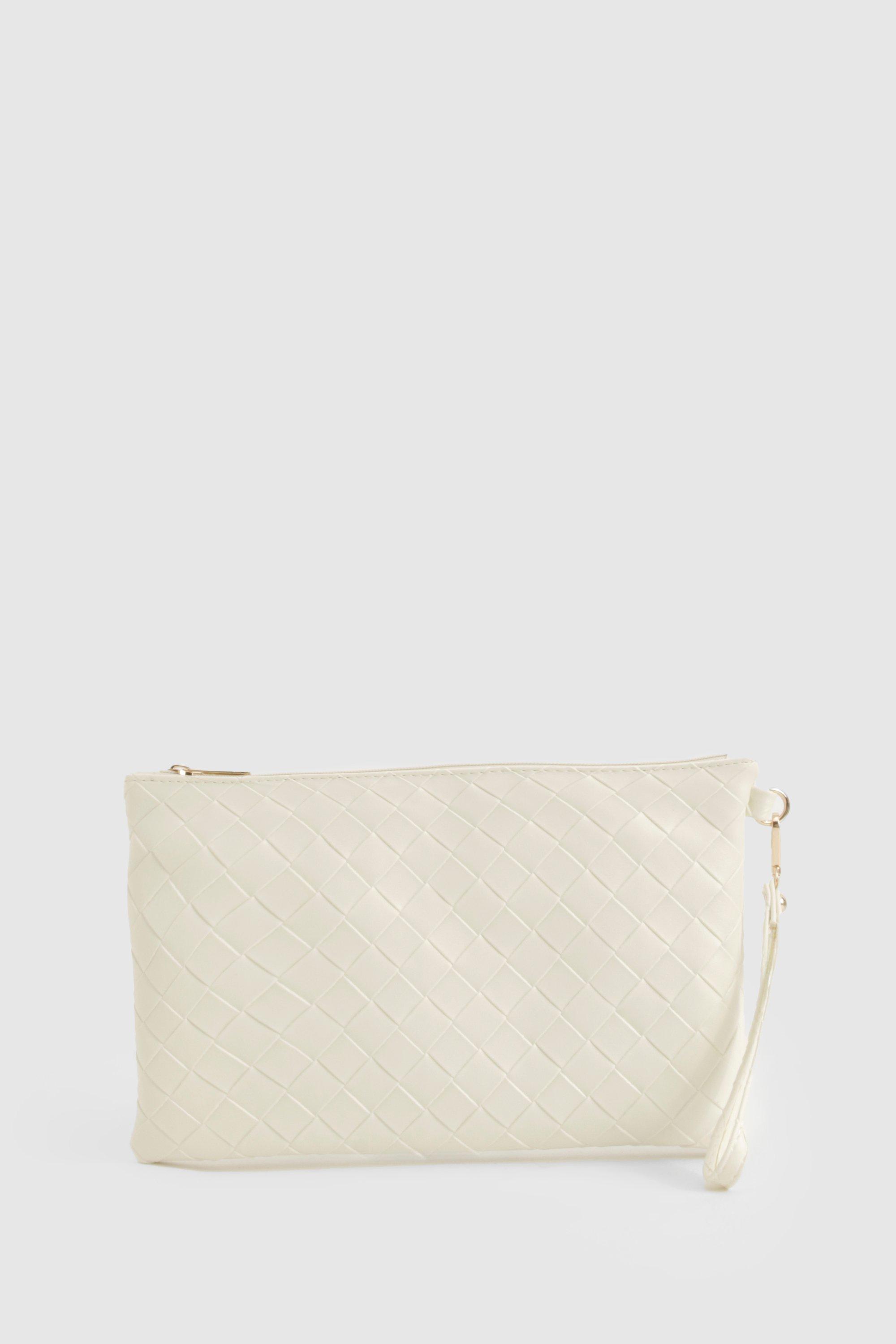 Woven Leather Look Clutch Bag